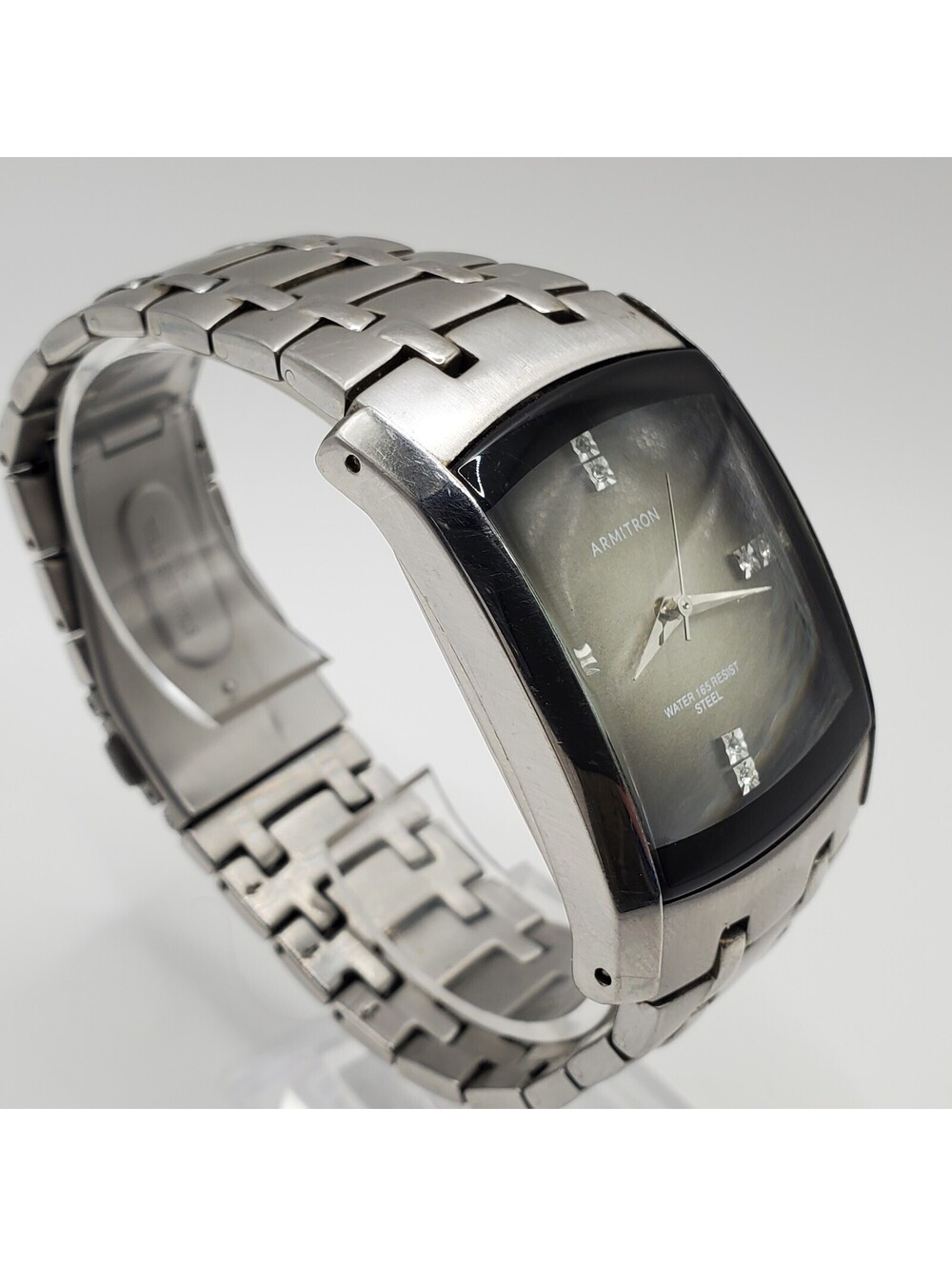 Armitron Quartz Mens Watch 33mm Rectangle Silver Tone New Battery - Picture 2 of 15